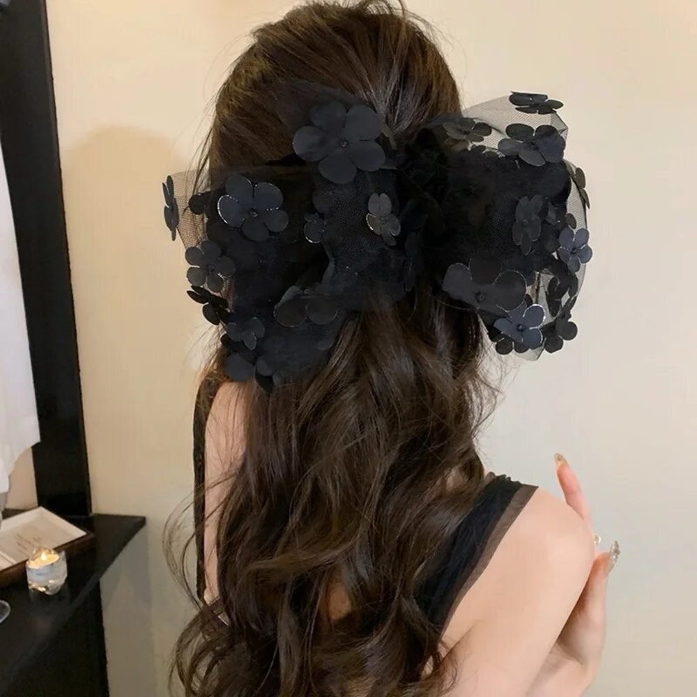 Oversized Lace Pop Out Floral French Barrette Hair Clip